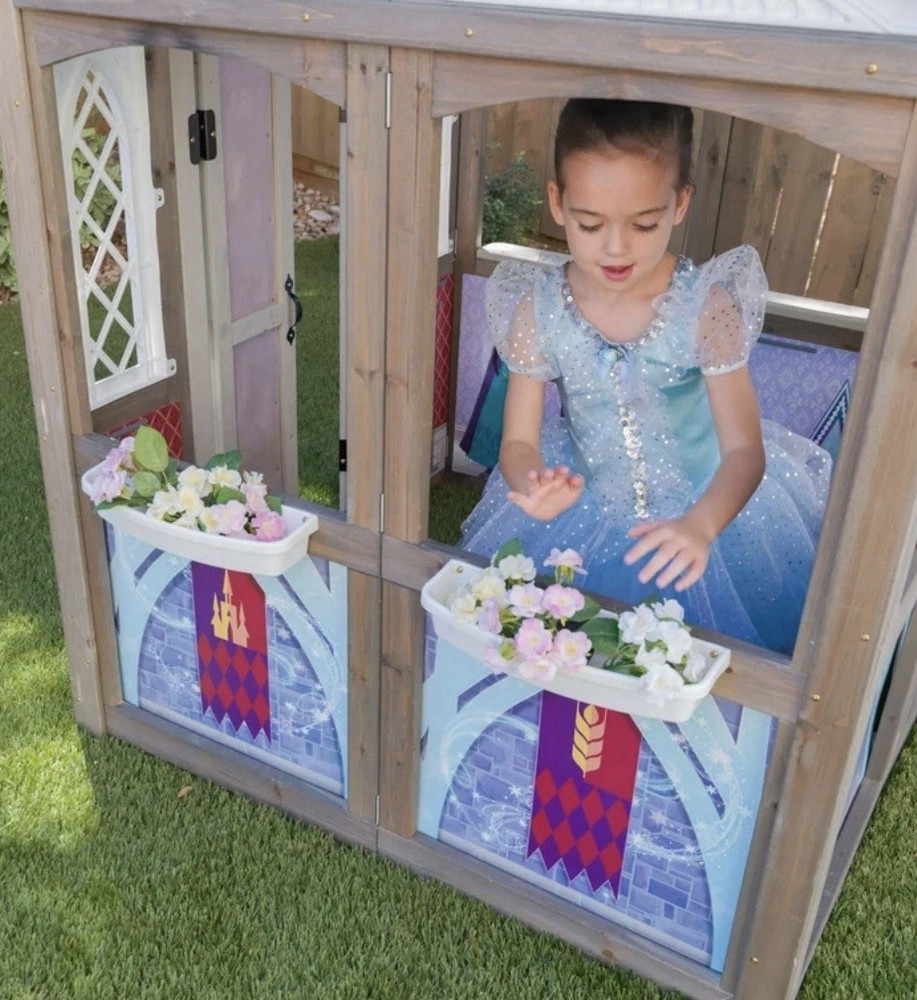 KidKraft Disney Frozen Arendelle Wooden Outdoor Playhouse Elsa Anna Kids