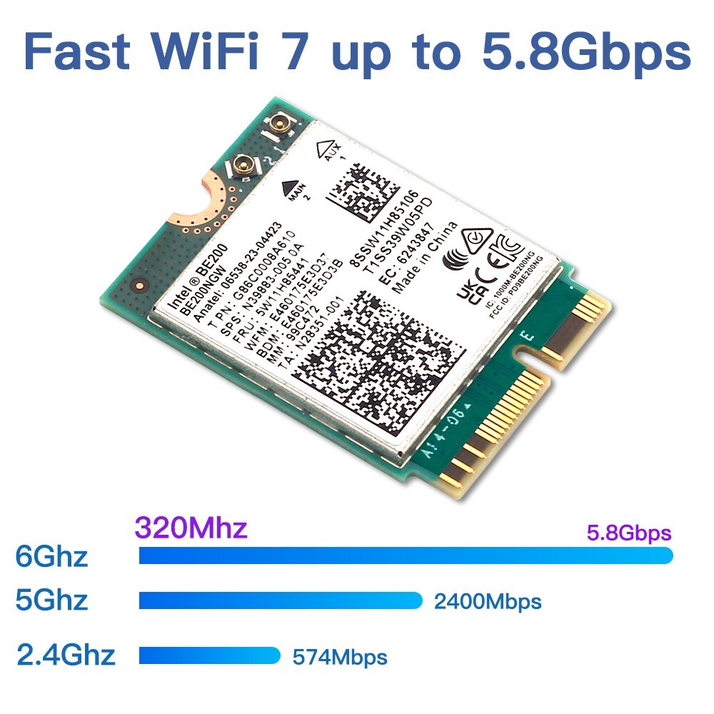 Wi-Fi 7 Intel BE200NGW NGFF Interface Bluetooth 5.4 for PC Wireless Network Card