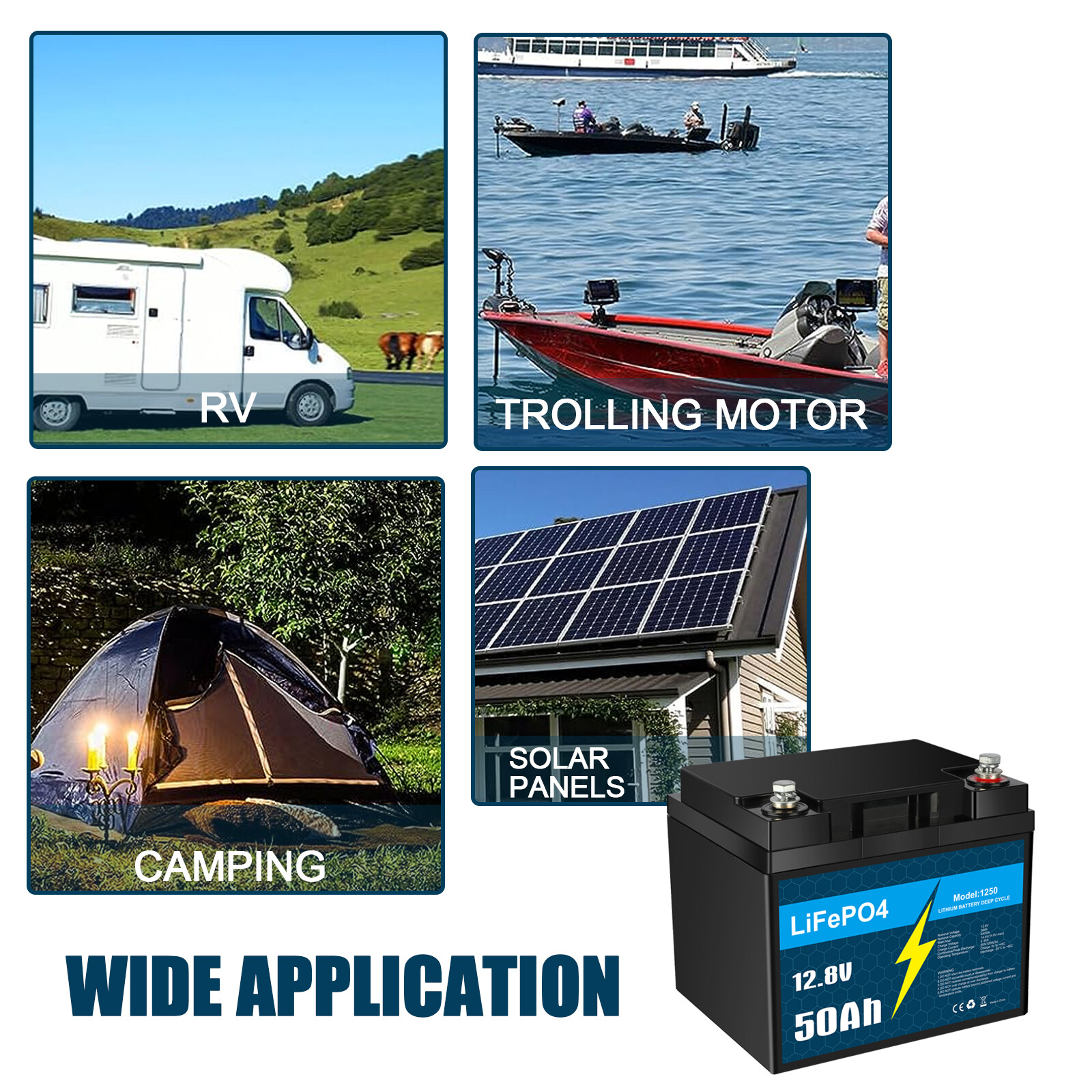 12V 50Ah LiFePO4 Lithium Battery, Deep Cycle, Perfect for RV, Marine