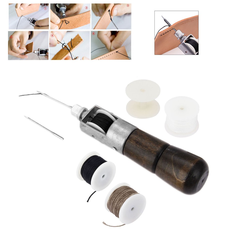 Automatic Lock Stitching Sewing Awl Needle Thread Bobbin Leather Craft DIY Tool