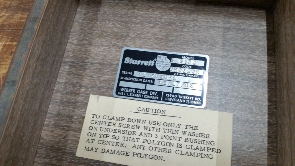 Starrett Webber. Model 8-Side optical polygon mirror. Code CROBLOX.