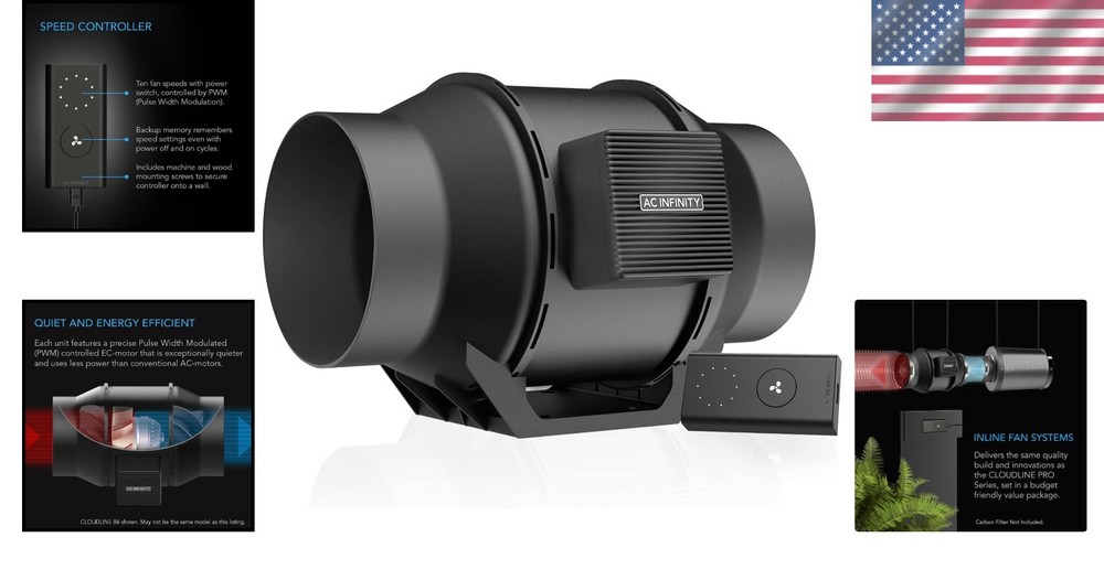CLOUDLINE A6 Quiet Inline Duct Fan - 6" Ventilation Exhaust