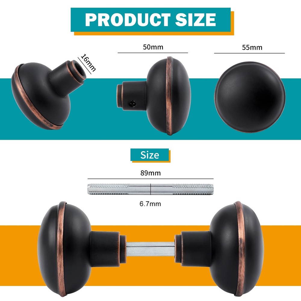 Antique Door Knobs Set, Vintage Style Interior Hardware, Spindle, Black