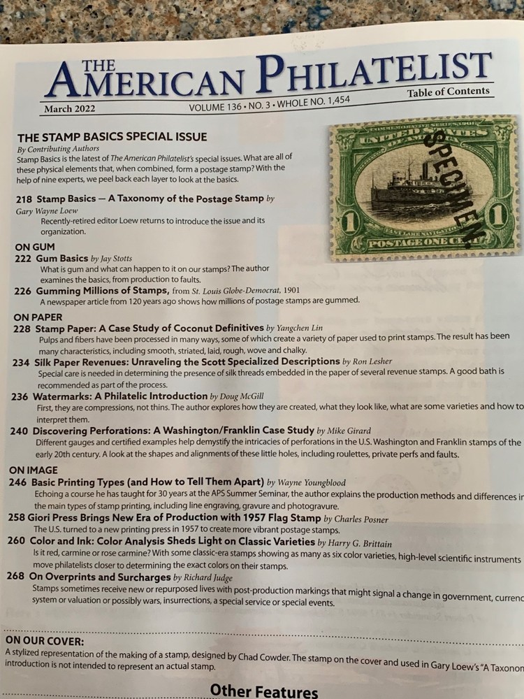 American Philatelist Magazine 2022, March