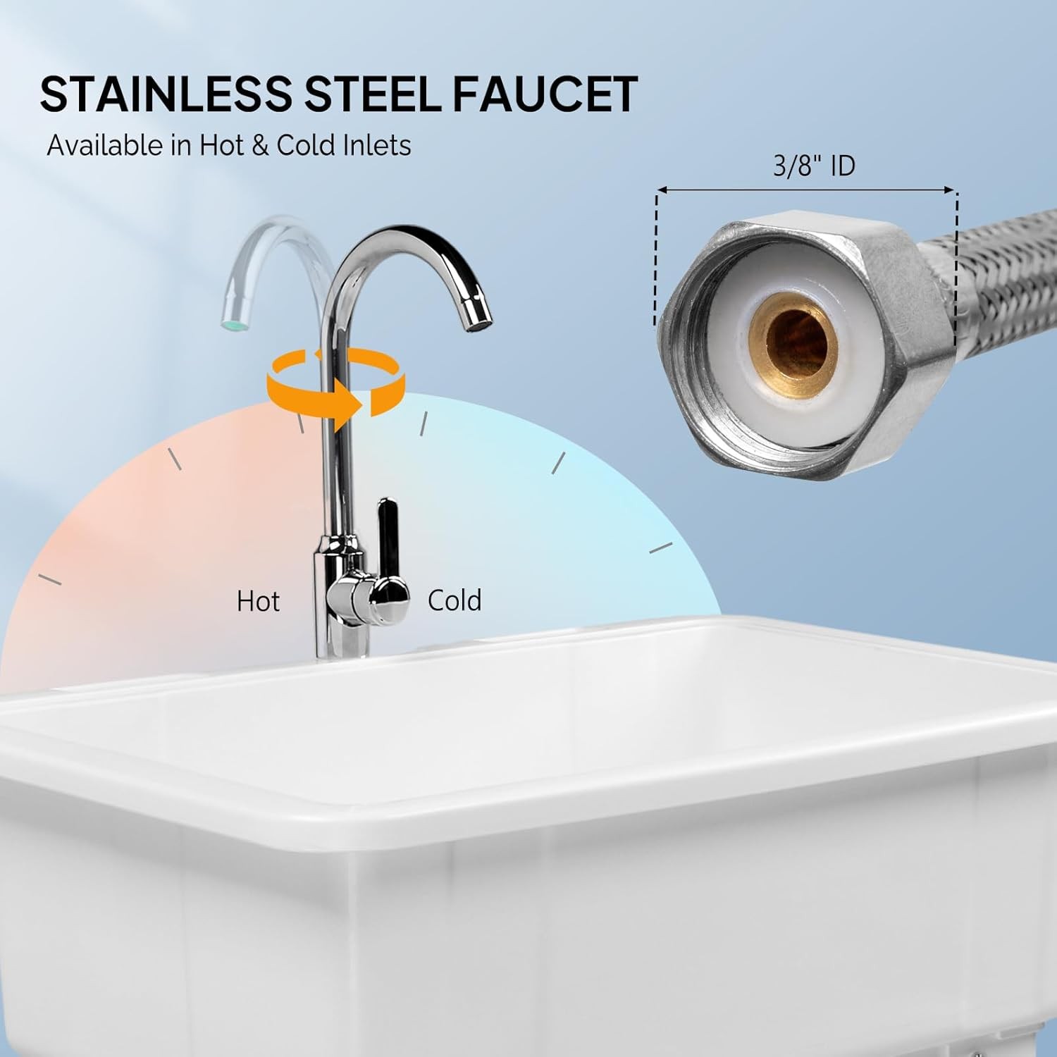 32.3"L x 22.4"W x 49.6"H Heavy Duty Utility Sink Laundry Tub for Washing Room