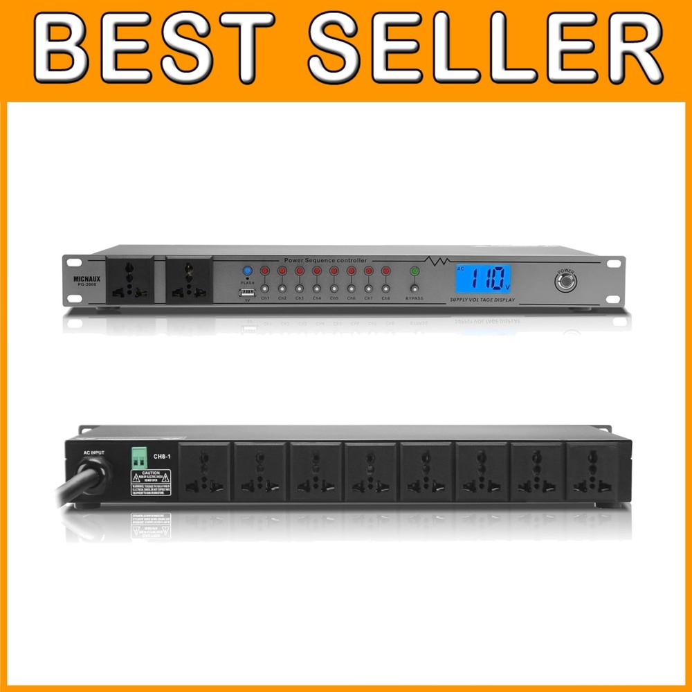Rack Mount Sequencer Surge Protector 2000W 10 Outlets--