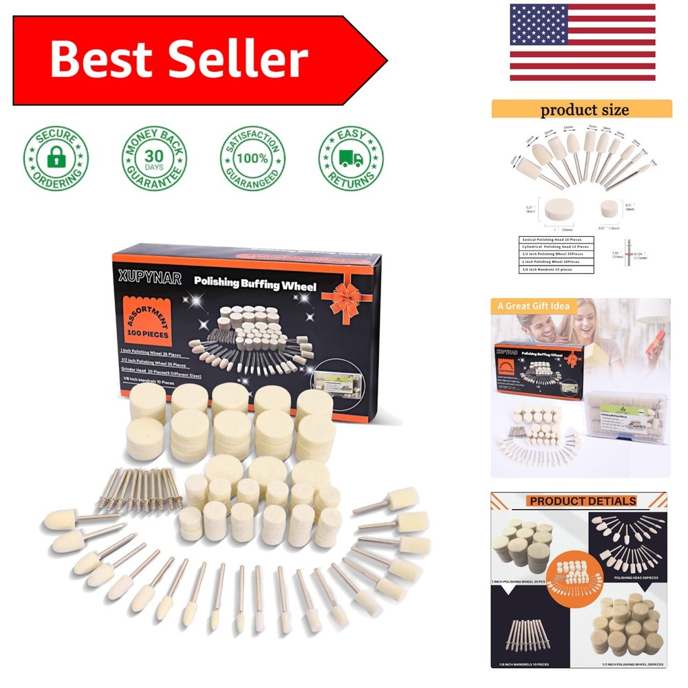 Comprehensive 100PCS Buffing Wheels for Dremel Tools - Medium Grit Assortment