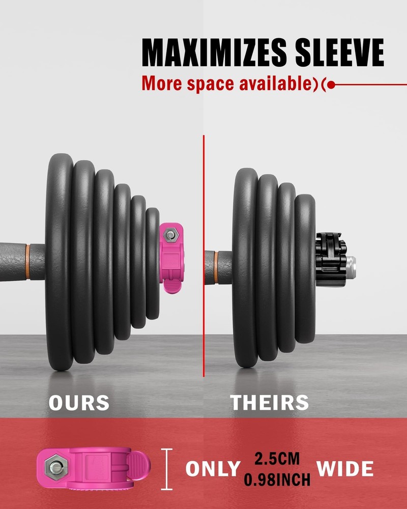 Adjustable Barbell Clips 1 & 2" | Quick Release Weight Locking Collars Pair"