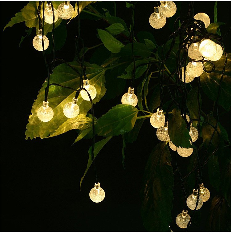 2 Pack 66FT 200LED Outdoor Solar Globe String Lights Ball Bubbles 8 Modes Yellow