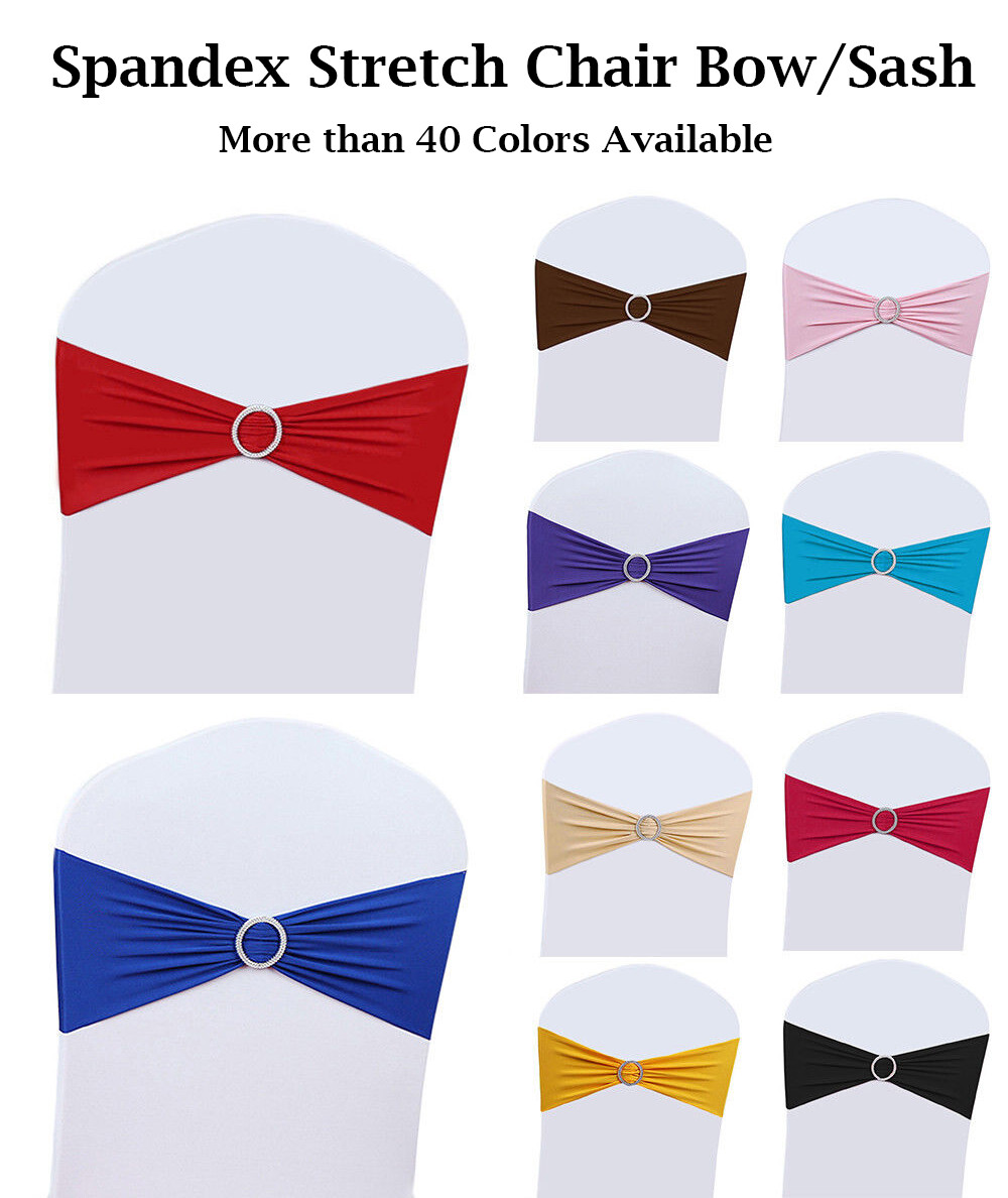 25/50/100/150/200 Spandex Chair Sashes Bow Stretch Band Wedding Decor -FREE SHIP