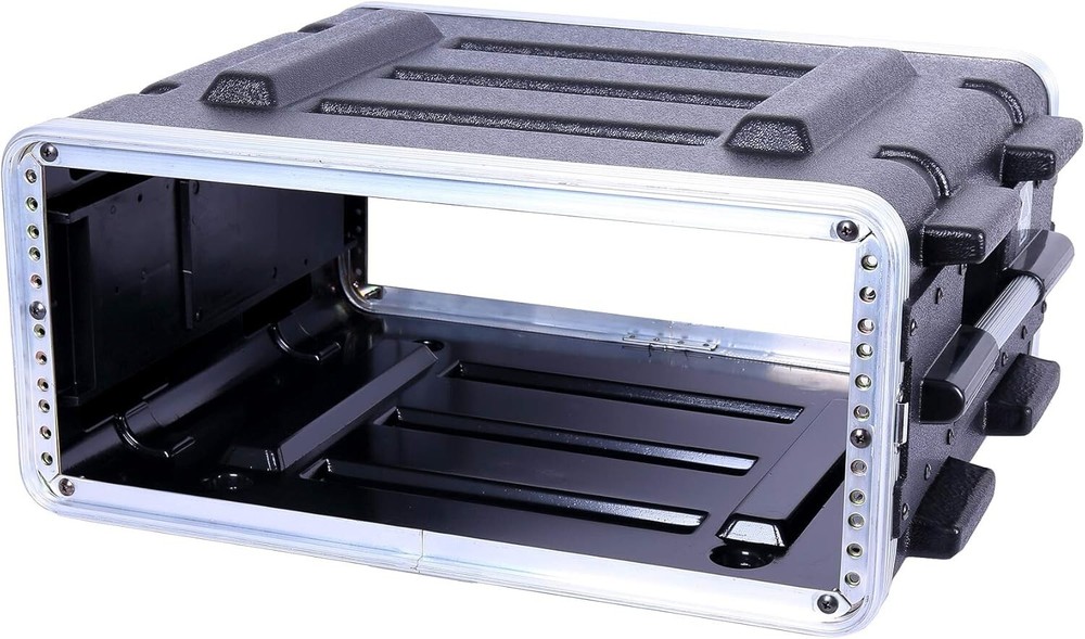 Crossrock Stackable 4U Rack Case, Standard 19.25” Depth, Polyethylene Hard-Black