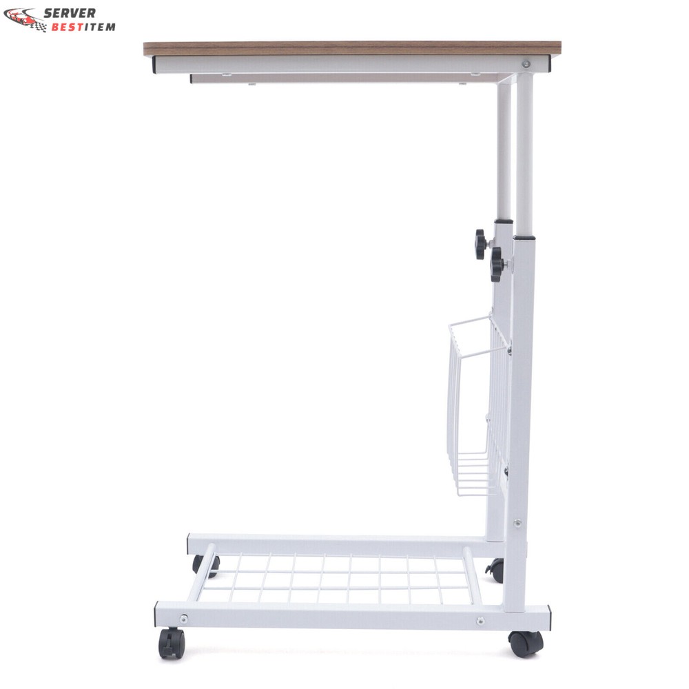 Bed Side Table Wheels Hospital Overbed Rolling Tray Sofa Side Desk Adjustable