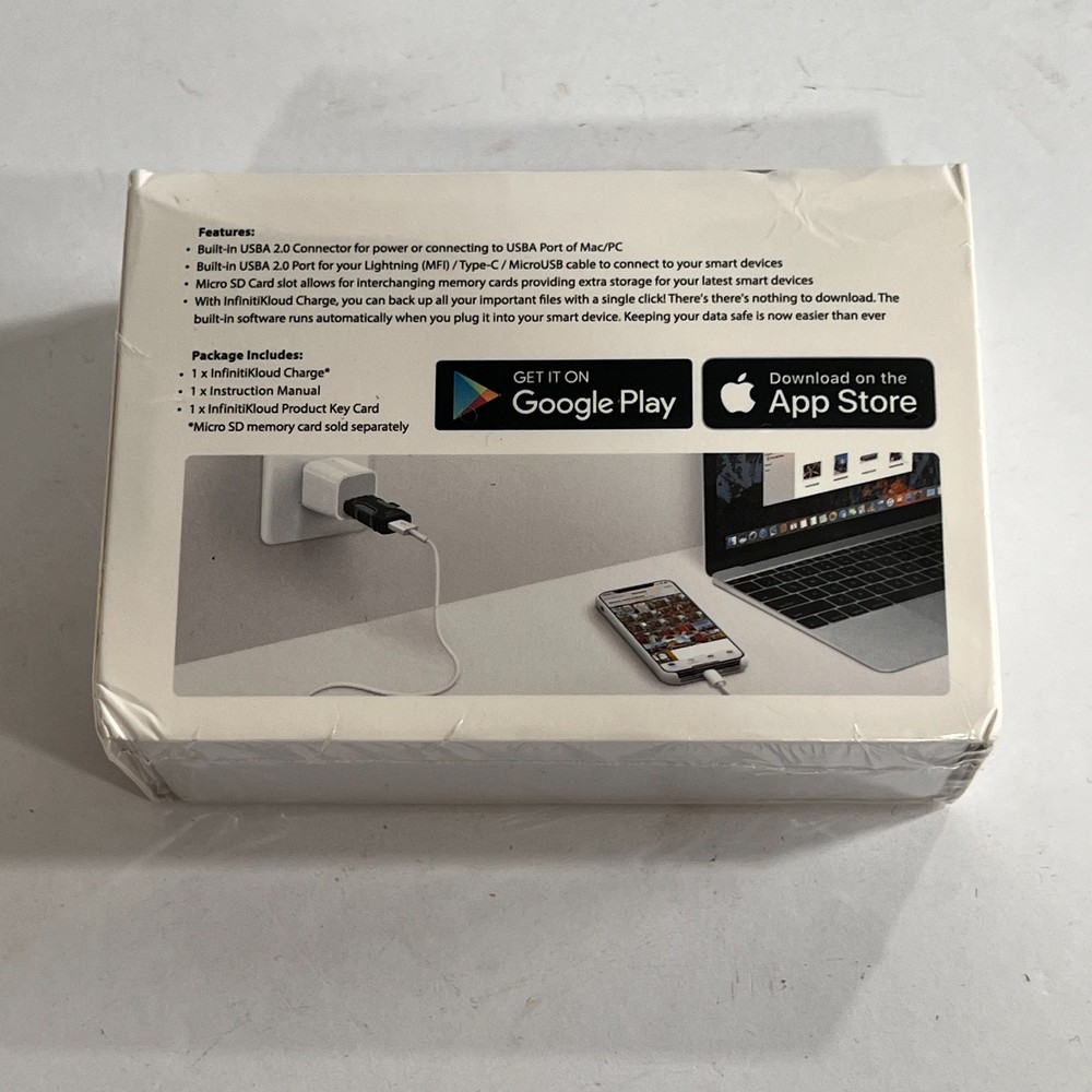 InfinitiKloud SD USB Powered Backup Drive PC Mac Android NEW & FACTORY SEALED