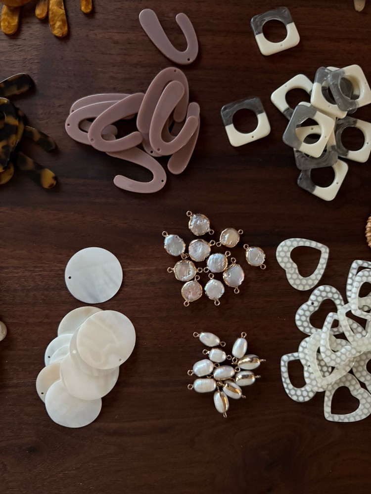 Assorted Earring Supplies DIY Dangles Boho Rattan Acrylic Leopard Hexagon LOT!
