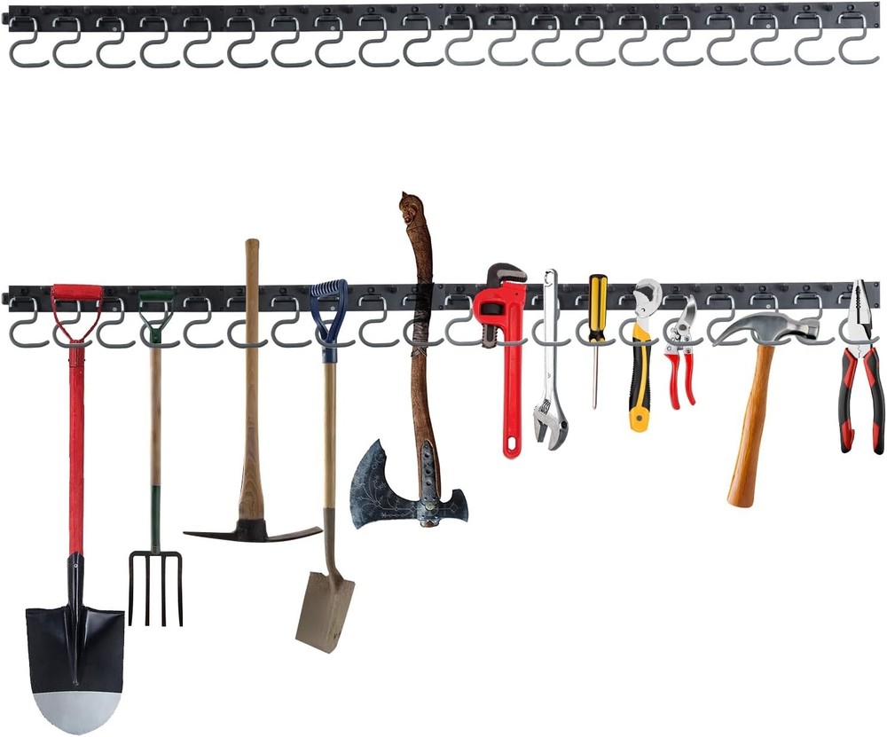 64'' Adjustable Garden Tool Organizer Garage Storage System W/ Hooks Wall Mount