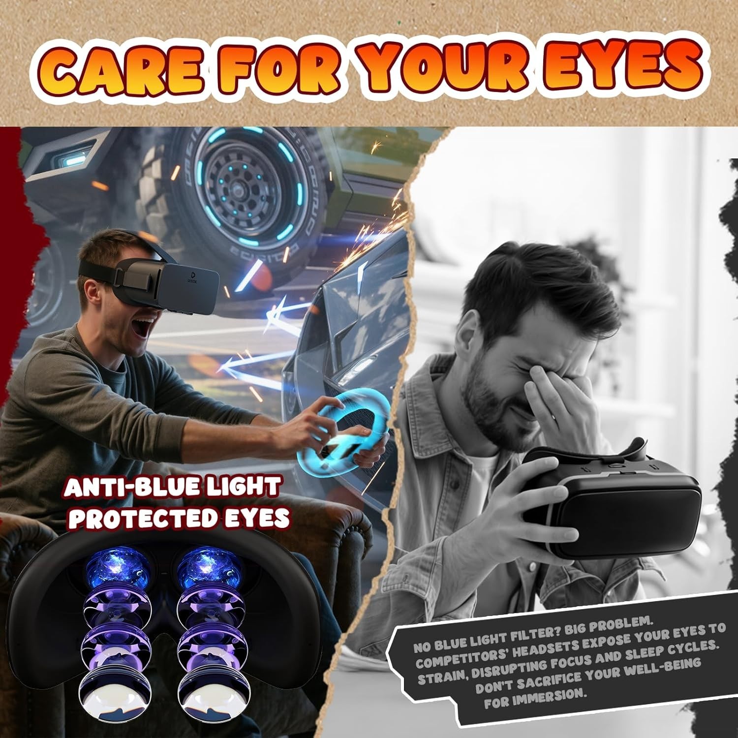 DESTEK V5 VR Headset for Phone with Controller, Anti-Blue light 110° FOV - Black