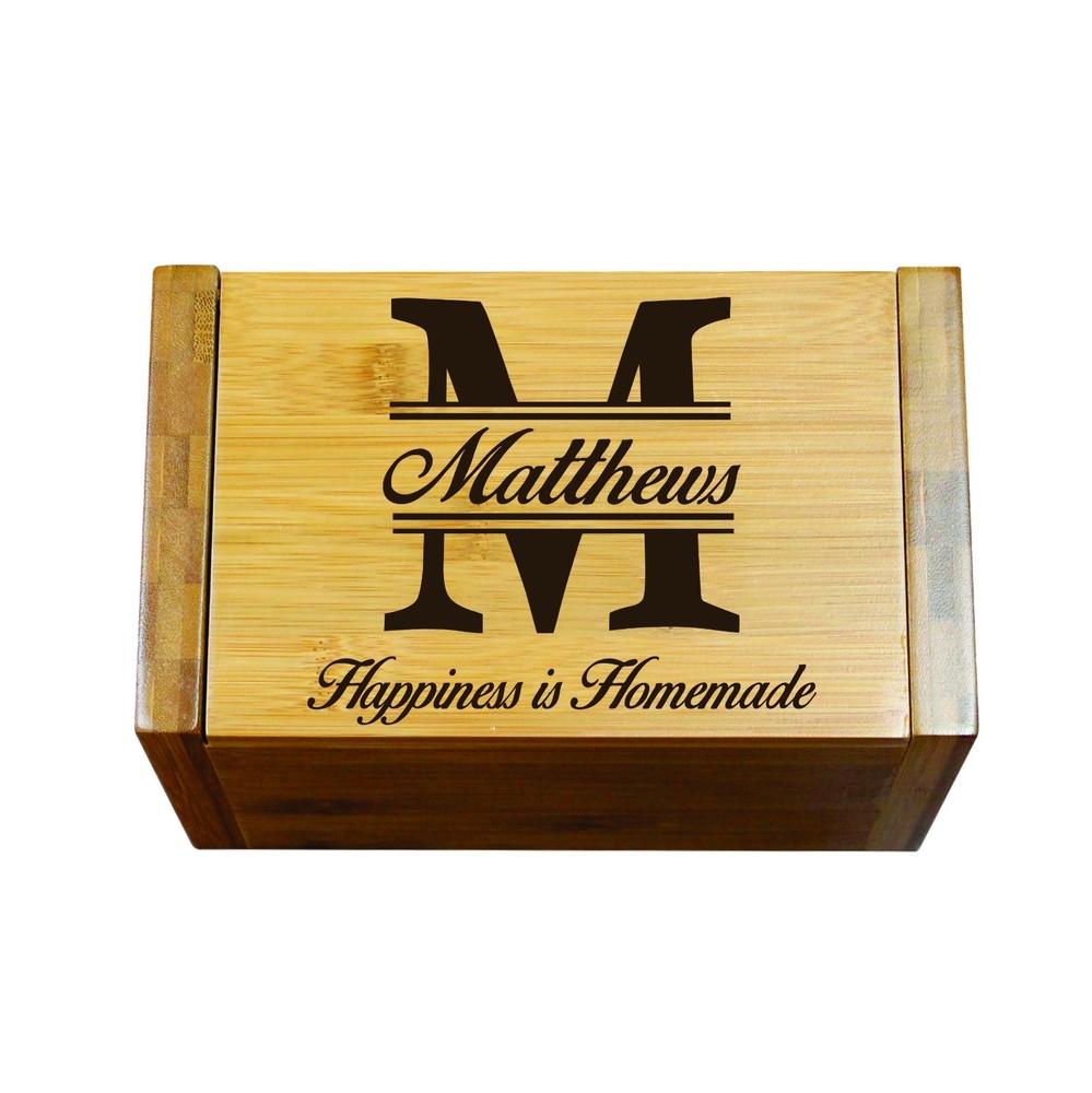 Engraved House Warming Gift - Custom Recipe Box Organizer for Kitchen