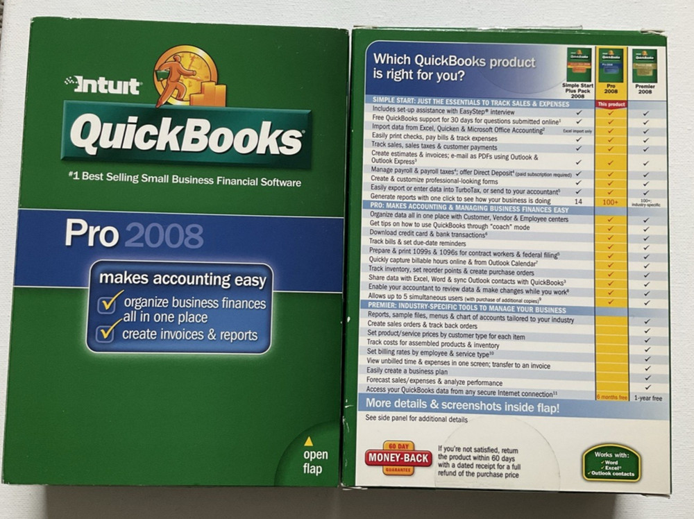 Intuit Quickbooks PRO 2008 For Windows XP/Vista US Version