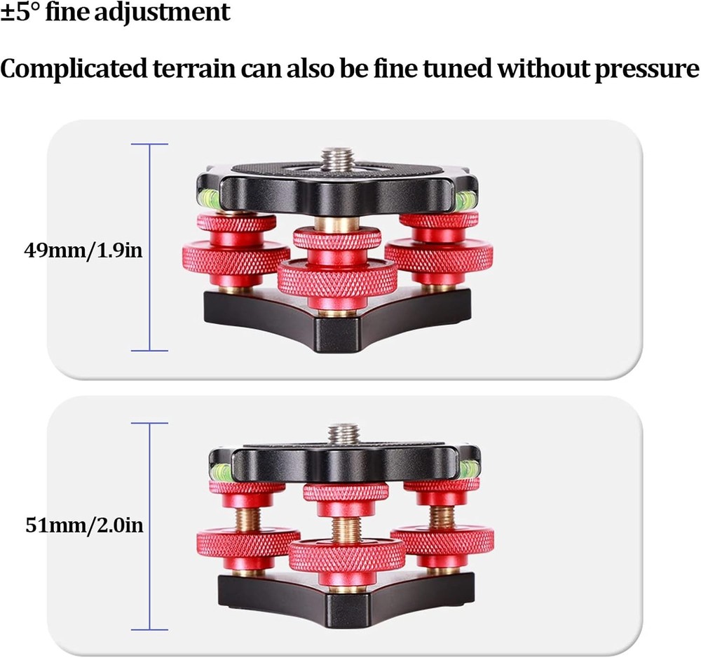 LP-64 Camera Tripod Head Leveling Base Triple-wheel Precision Leveler Adapter