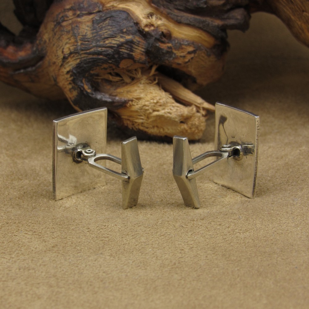 Sterling Silver Rectangle Southwest Cuff Links