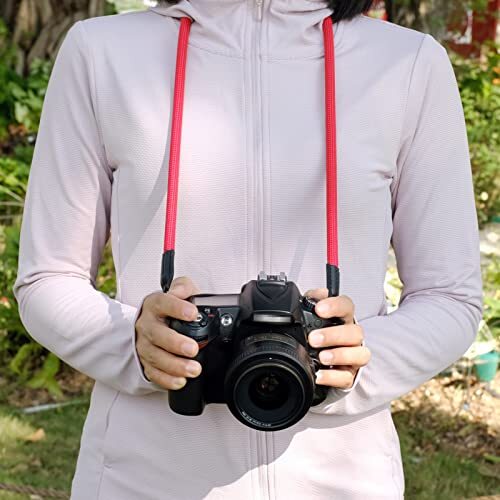 Camera Strap,Climbing Rope Camera Strap for Round Hole Interface DSLR SLR Red
