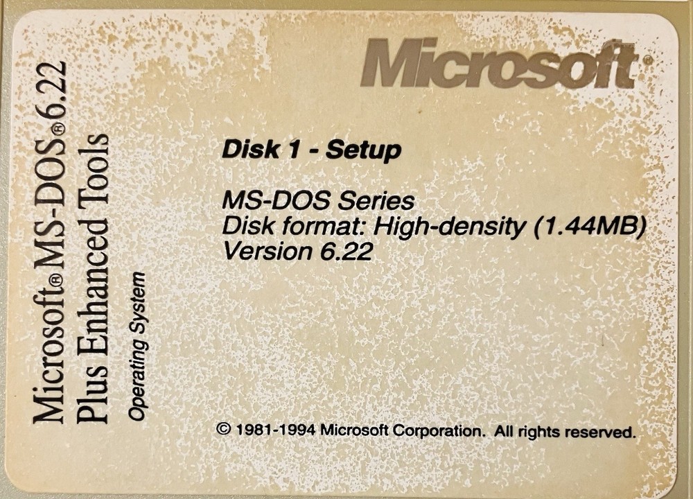Microsoft MS-DOS 6.22 Plus Enhanced Tools 3.5 Floppy Disk Set Vintage OEM
