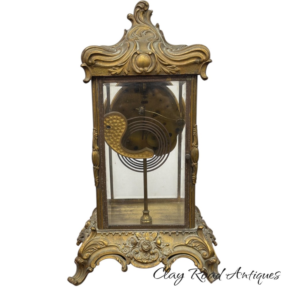 Ansonia Zenith Crystal Regulator Clock W/ Open Escapement - Working - antique