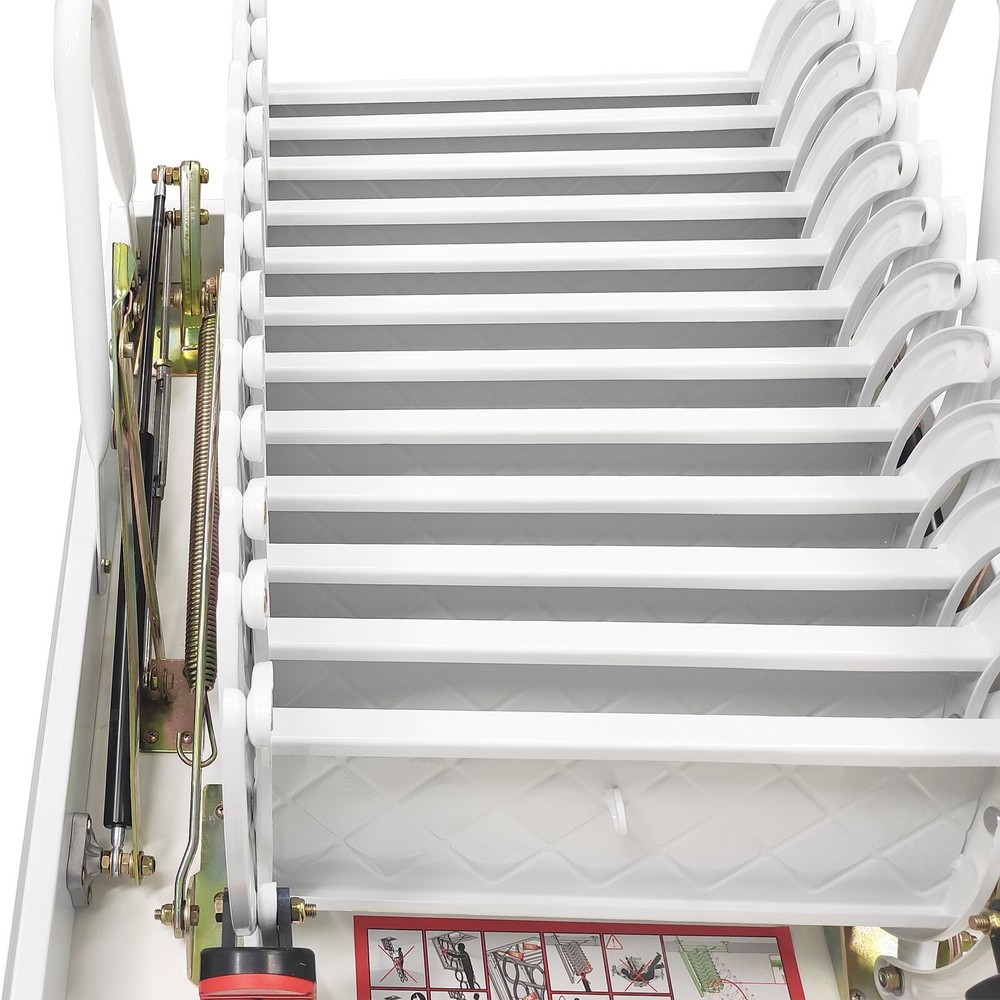 Pull Down Attic Ceiling Ladder 9.84ft White Folding Loft Stair 27.56''x 39.37''