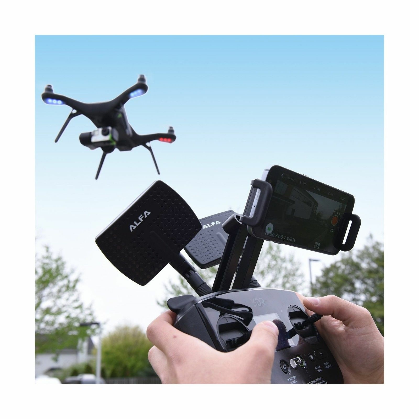 Alfa Antenna 7dBi RP-SMA 2-pk 3DR Solo Drone DJI Phantom 3 Yuneec Typhoon H ST16