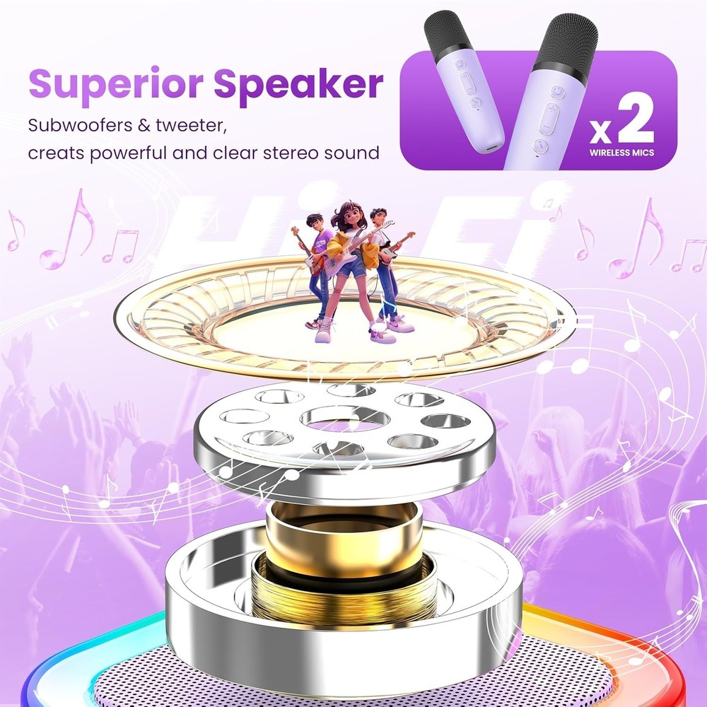 Mini karaoke machine with two mics, best gift for kids ...