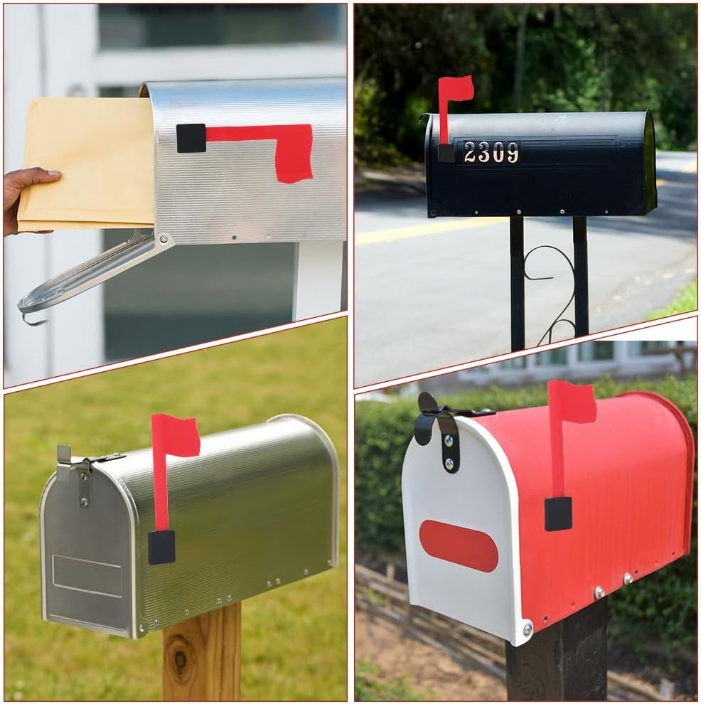 Mailbox Flag Kit, Self Adhesive Red Mail Flag No Tools Installation, Universal