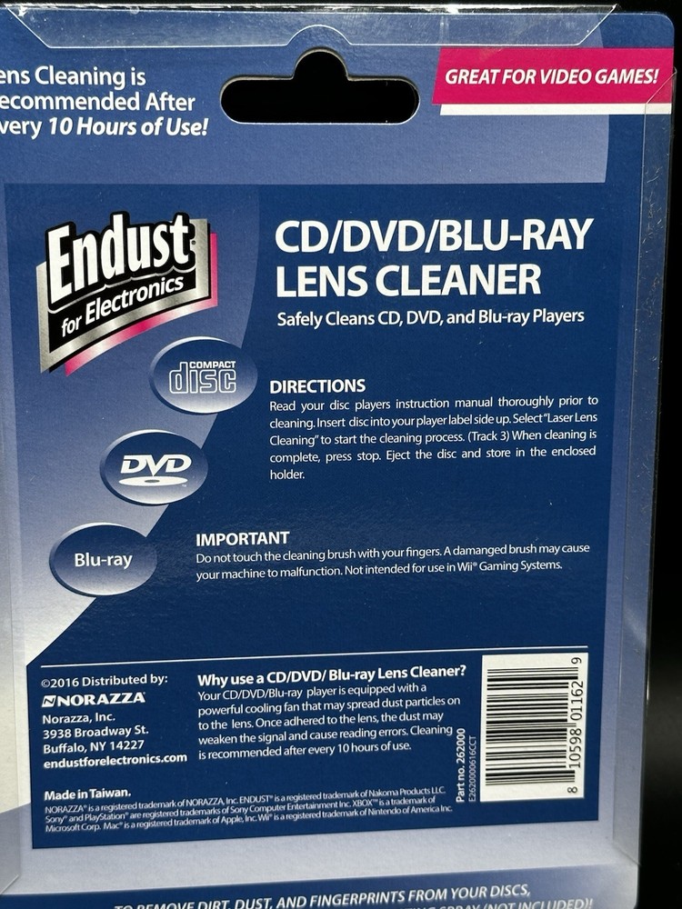 Endust for Electronics; CD/DVD/Blu-Ray Lens Cleaner; (262000)