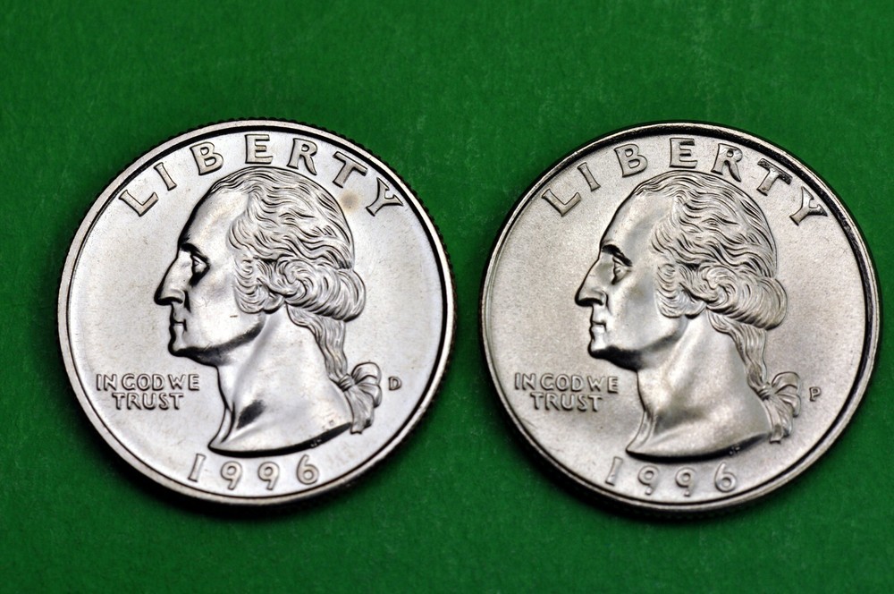 1996 P & D  BU Mint State Washington US Quarters  ( 2 Coins )