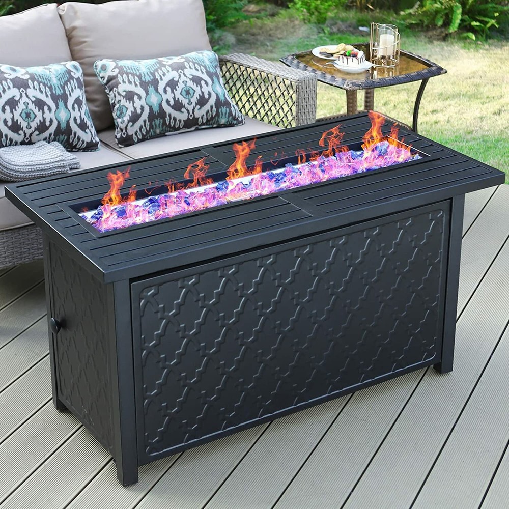 Gas Fire Pit Table 50000 BTU Rectangular Patio Outdoor Propane Firepits