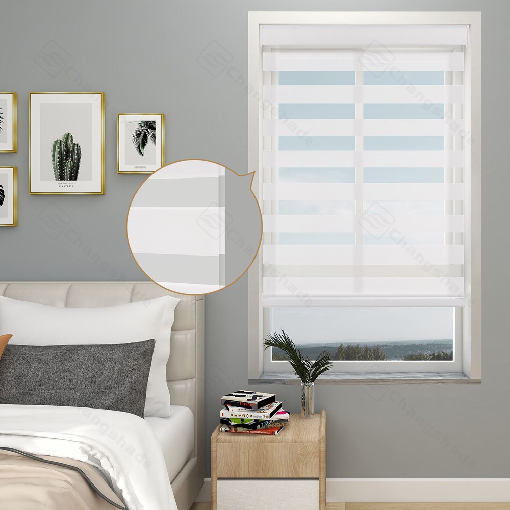 Custom Size Dual Layer Cordless Light Filtering Zebra Shades Roller Blinds