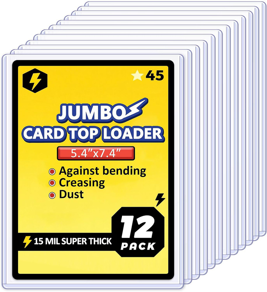 Jumbo Card Hard Sleeves, Top Loader for 5.4x7.4 -12 Pack Clear
