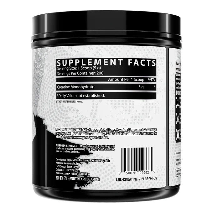 Nutrex Creatine 200 Servings 1000g Creatine Monohydrate Size Strength