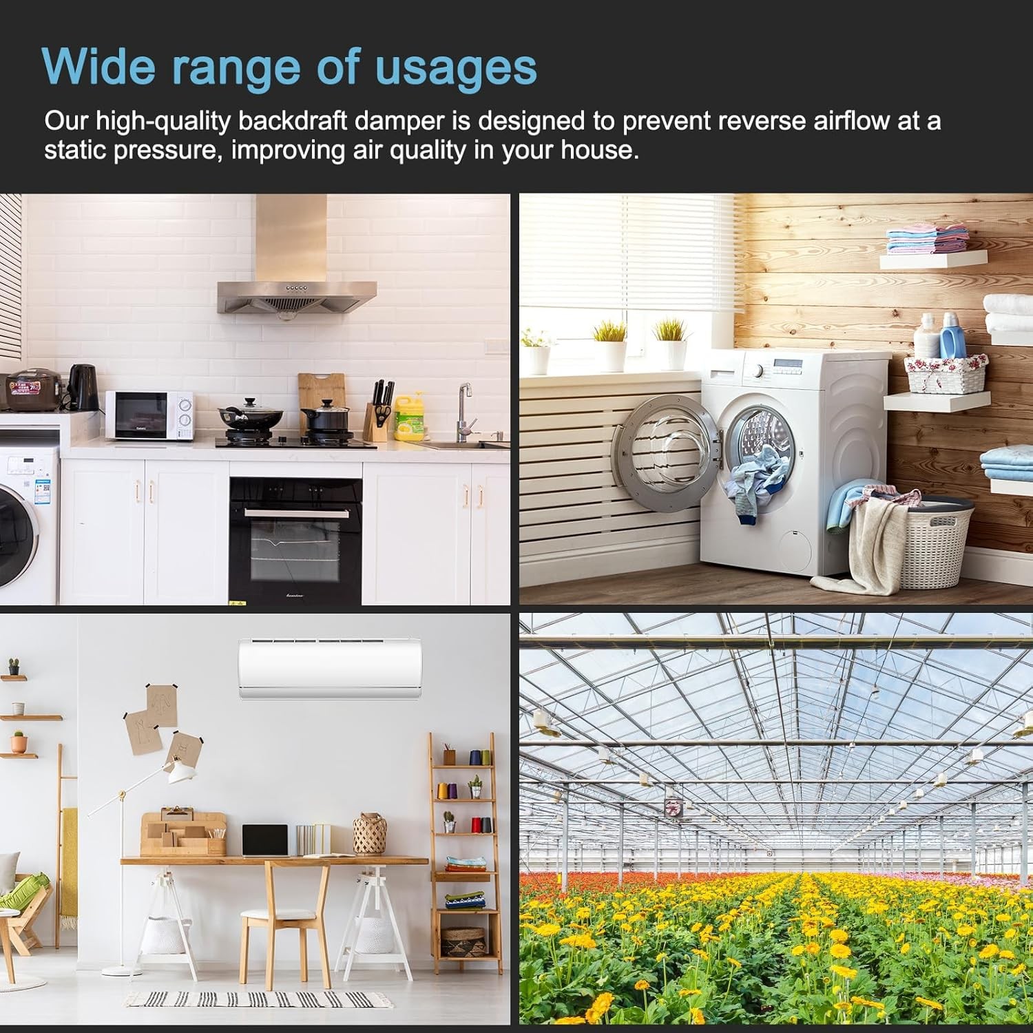 [Upgraded]4” Backdraft Damper One-Way Airflow Vent Duct Draft Blocker Galvanized