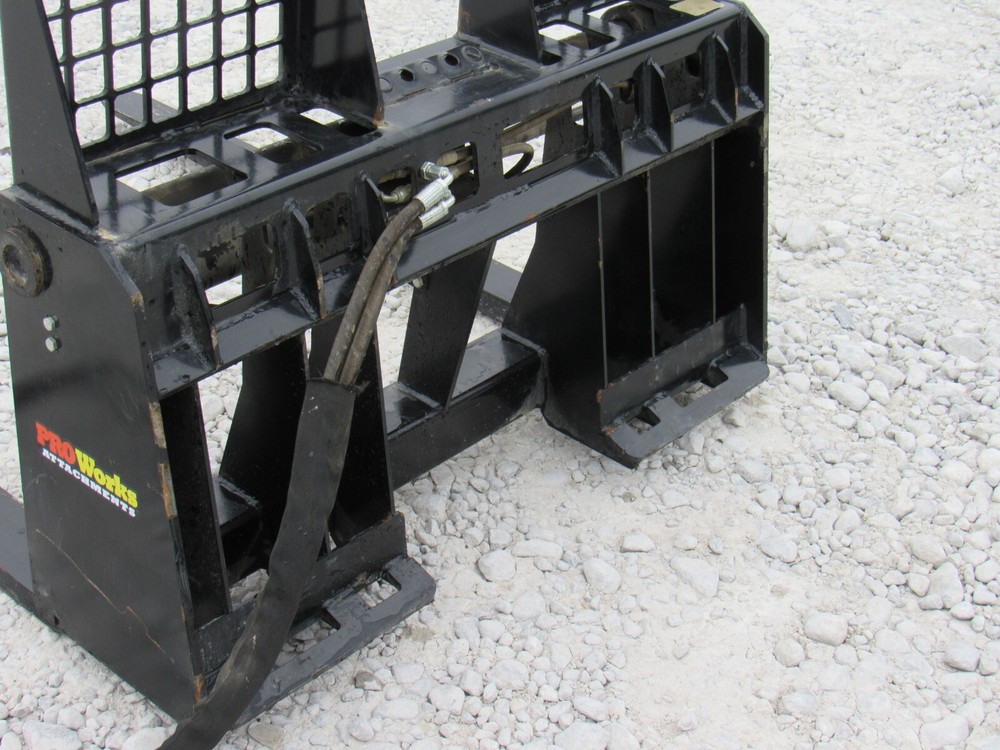 48″ Hydraulic Sliding Walk Through Pallet Fork Set Skid Steer Quick Attach
