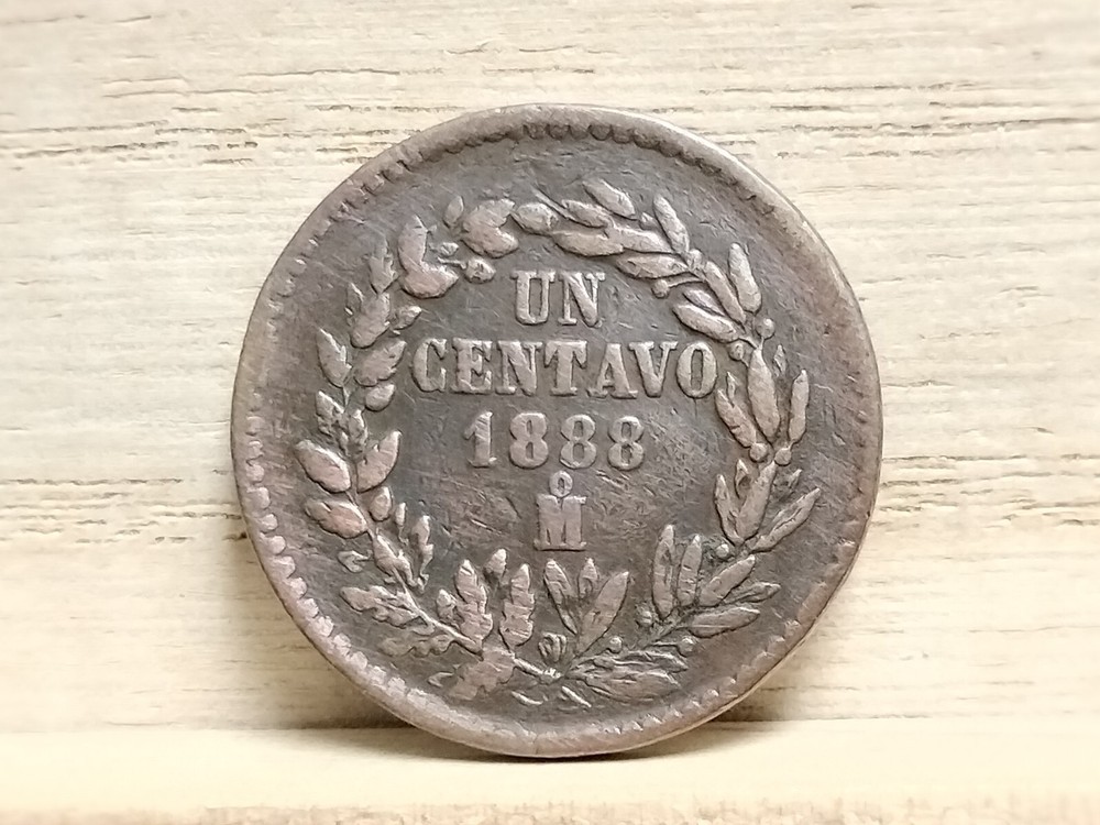 1888 Mo 1 Centavo Mexico Copper Coin