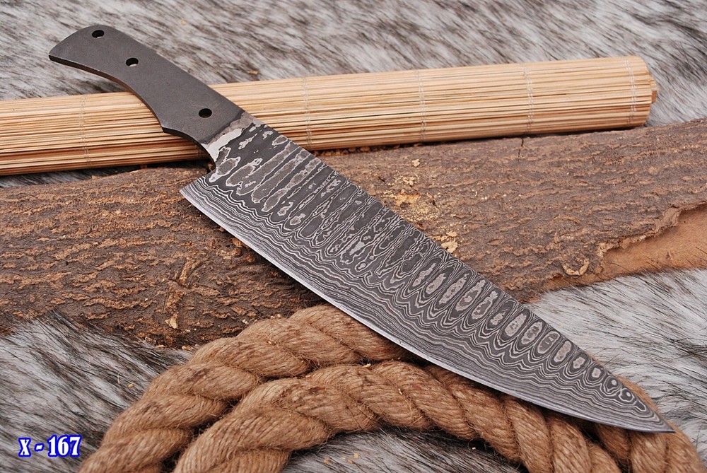Damascus steel chef knife blank