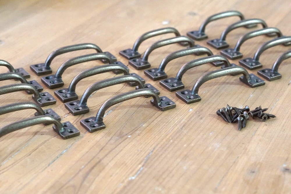 20 BRASS COLOR HANDLES DRAWER PULLS 4" KITCHEN CABINET WINDOW PULL GRASP BULK