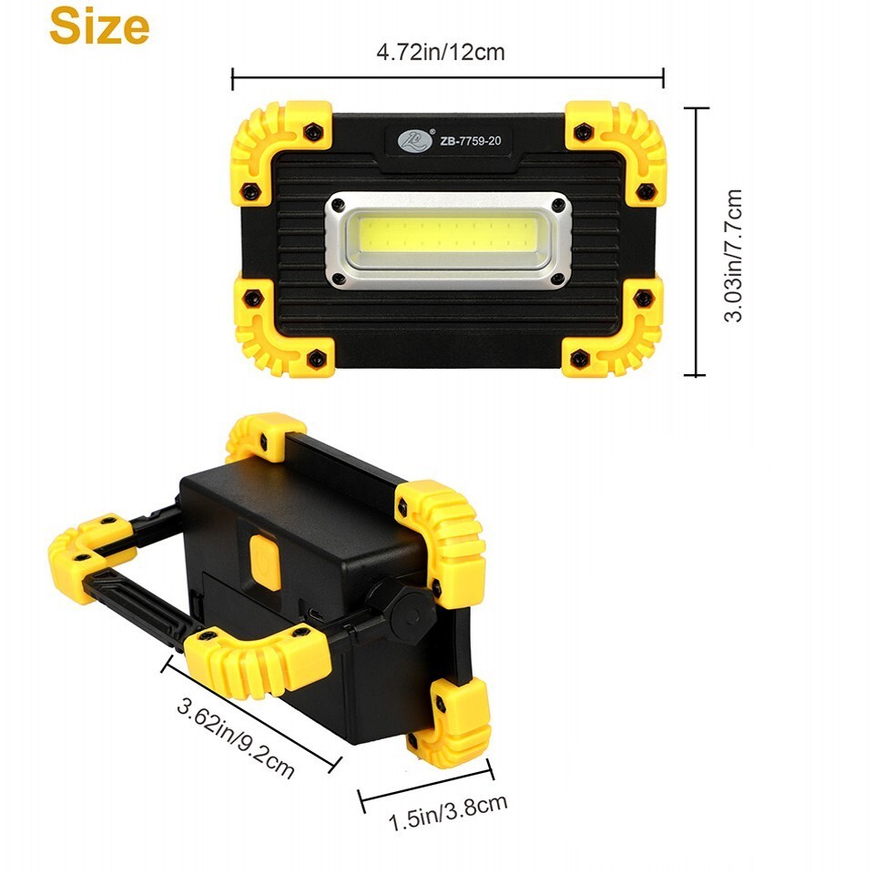 4Pcs LED COB Work Lights Spotlight Floodlight Rechargeable Emergency Flashlight