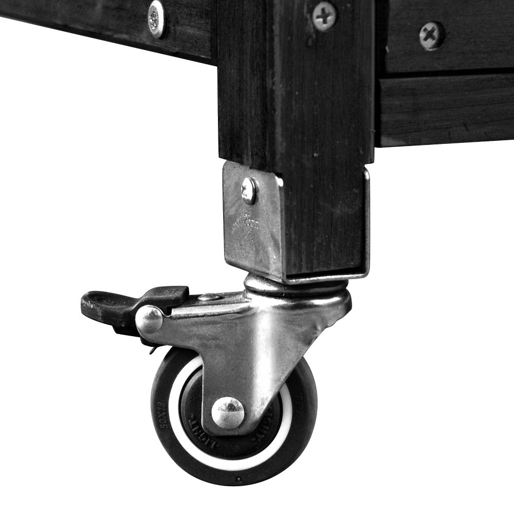 64.9"H Solid Wood Potting Bench Table w/ Lockable Wheels,Outdoor Kitchen Storage