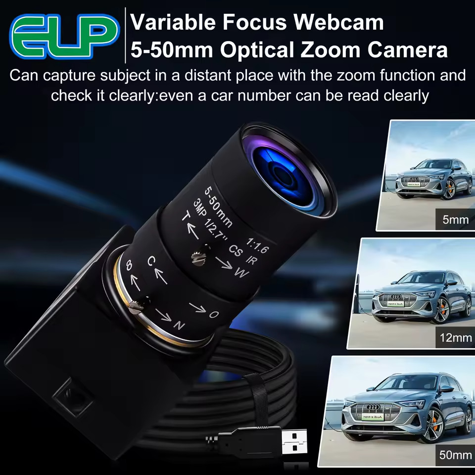 ELP Varifocal USB Camera Module 5.0 Megapixel USB Webcam Camera