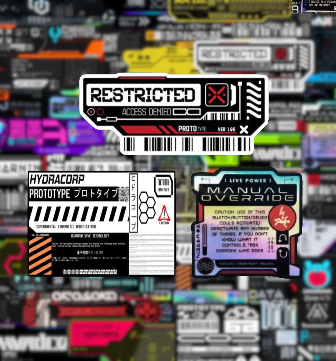 20/40 Cyberpunk Decal Stickers - Glossy Vinyl - Water Resistant Futuristic