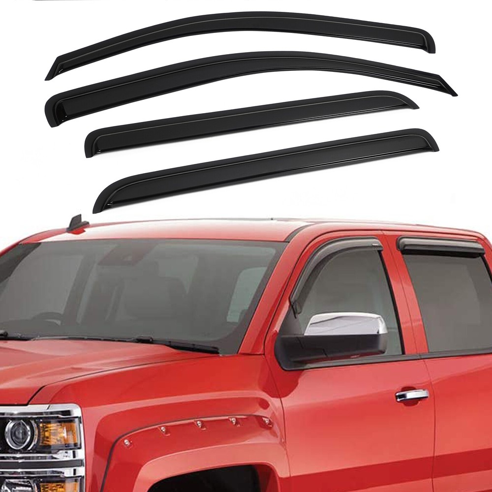 For Chevrolet Silverado 1500 Crew Cab 2014-2018 Window Visor Rain Guards Shades