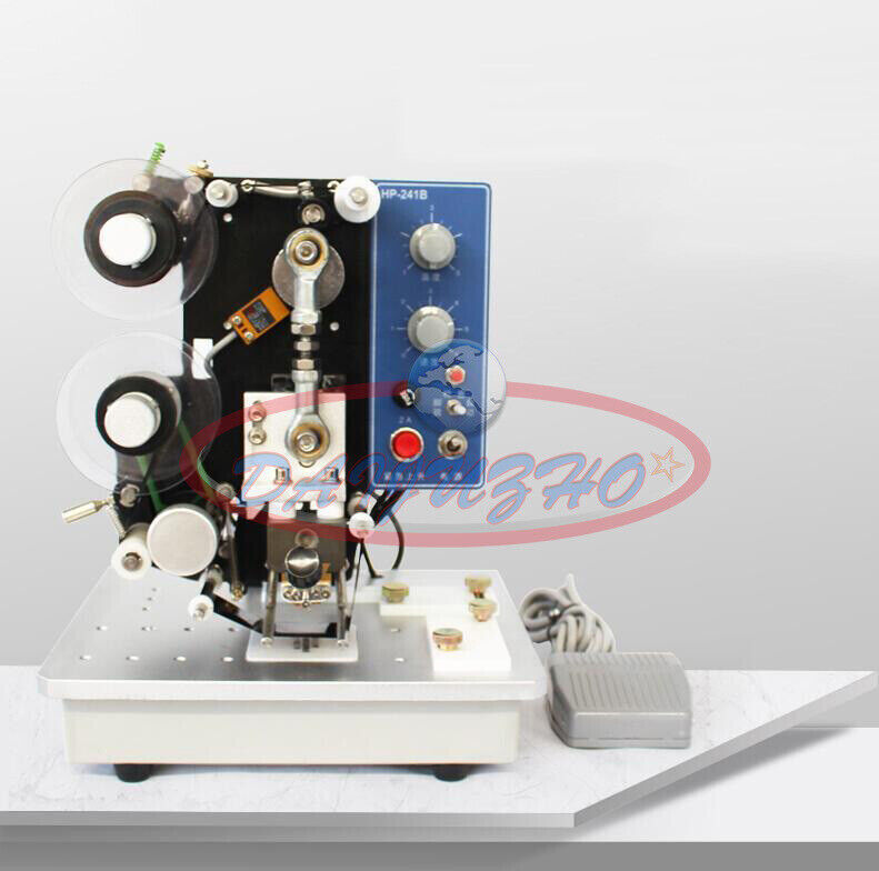 Semi-Auto Ribbon Printer Adjustable Machine Hot Stamp Coder Foot Switch HP241B