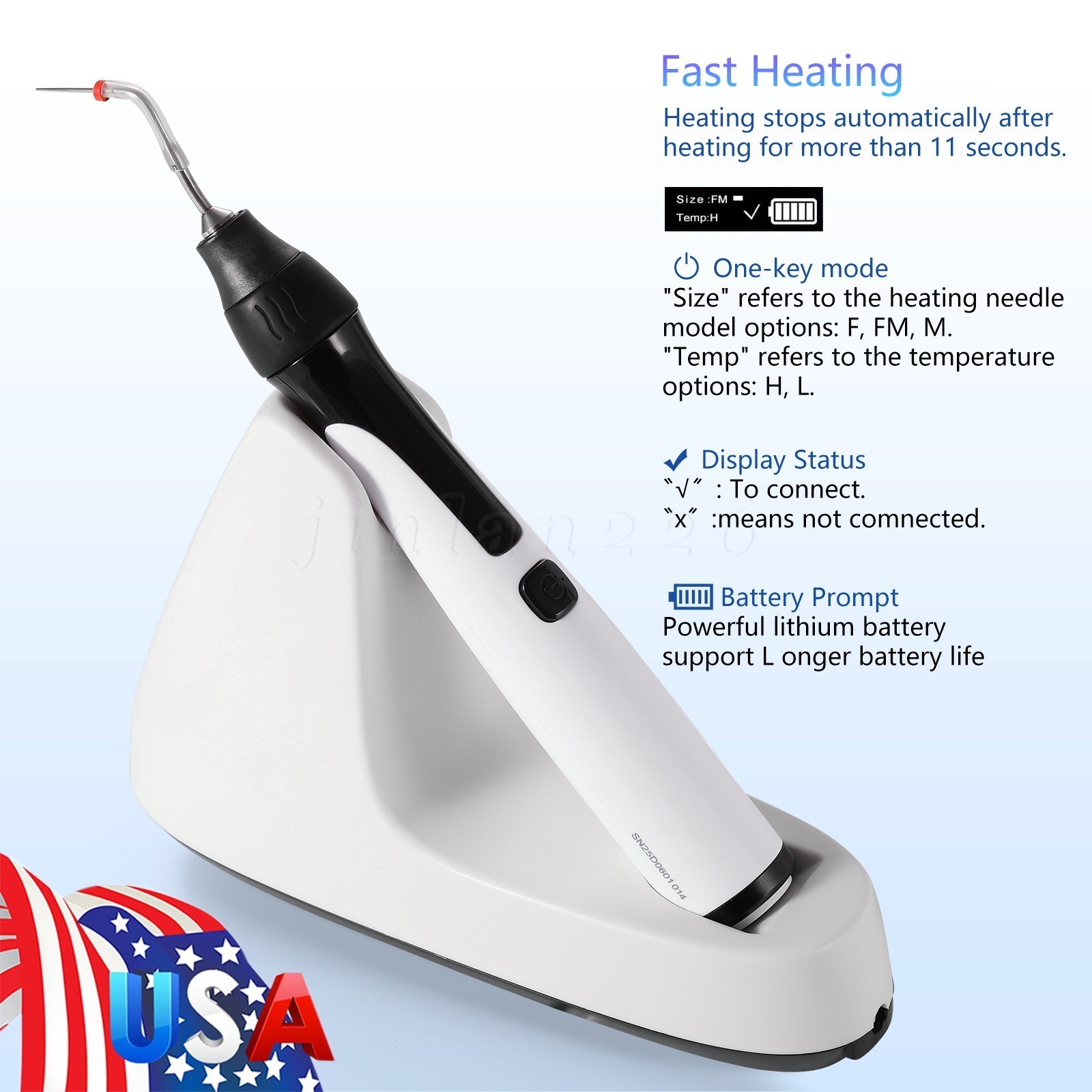 USA Dental Obturation System Gutta-percha Endodontic Heated Gun & Heated Pen