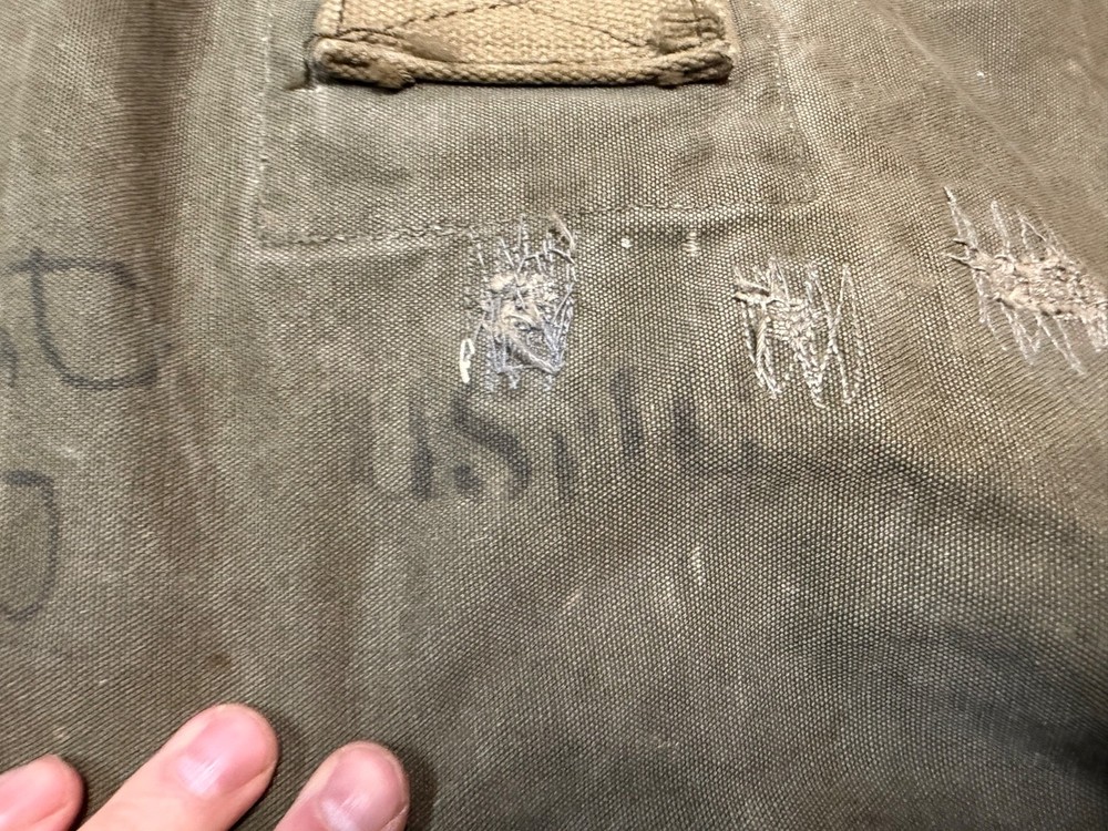 ORIGINAL WWII US USMC MARINE INFANTRY M1942 SOLDIER GI DUFFLE BAG- NAMED